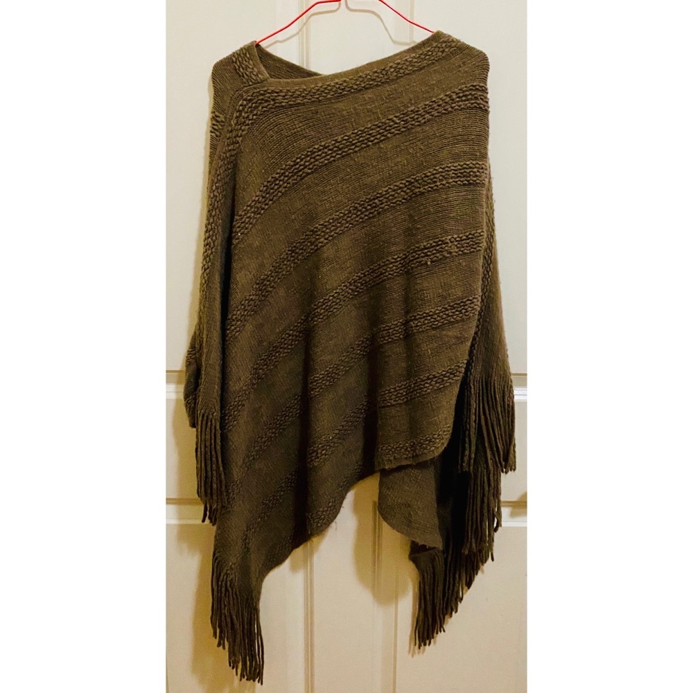 Brown Poncho with Fringe